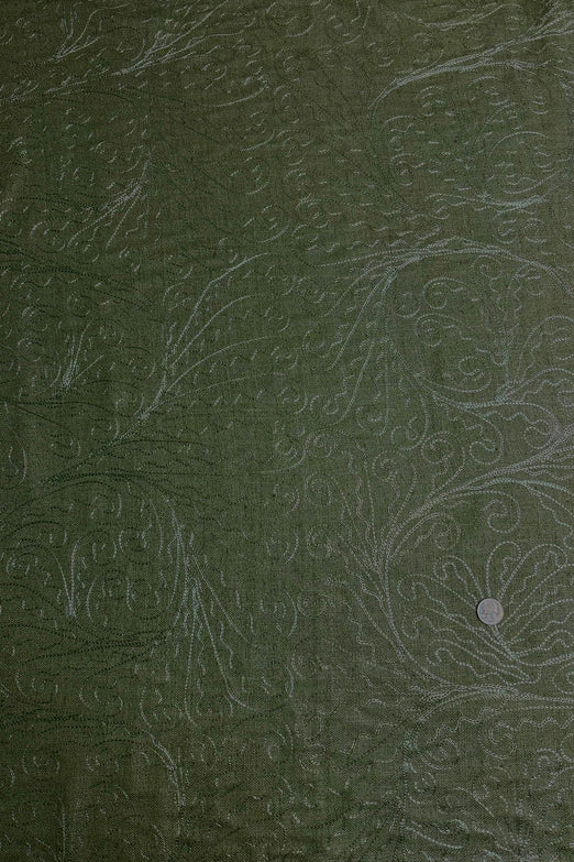 Jade Green Embroidered Silk Linen MEMT-026-19