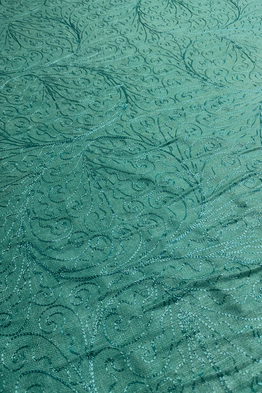 Aqua Embroidered Silk Linen MEMT-026-03
