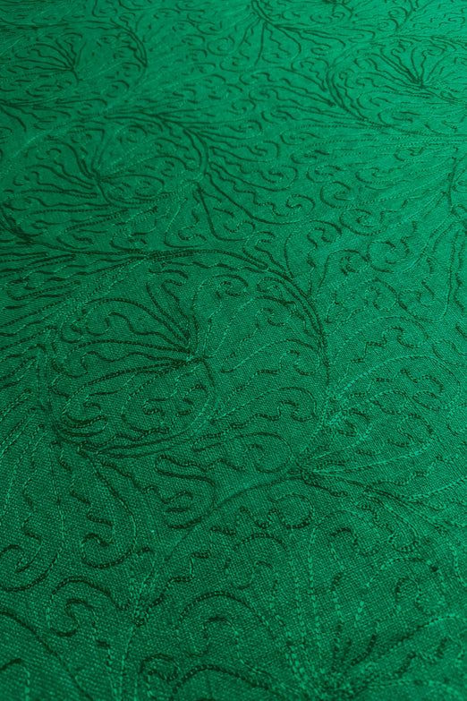 Green Embroidered Silk Linen MEMT-026-06
