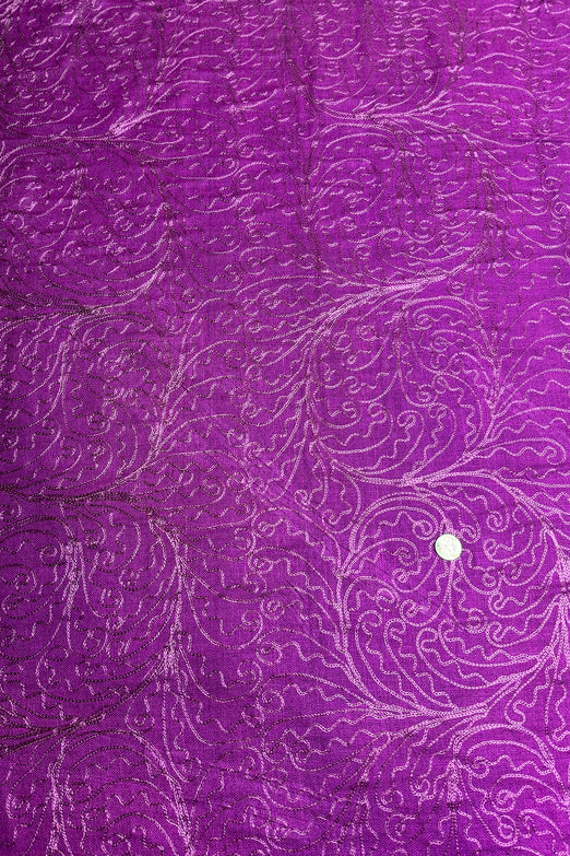 Purple Embroidered Silk Linen MEMT-026-07