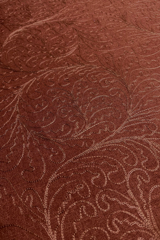 Sienna Brown Embroidered Silk Linen MEMT-026