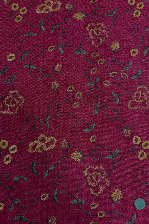 Red Embroidered Silk Linen MEMT-028-02