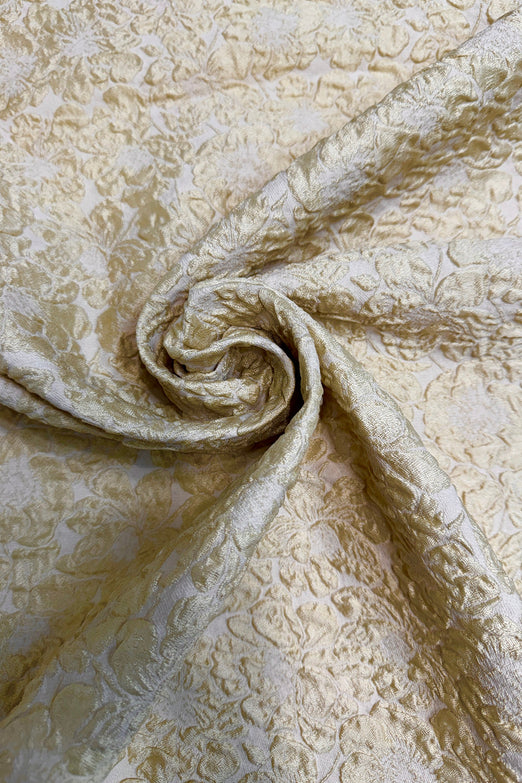 Dark Belge Floral Silk Blend Hammered Pique