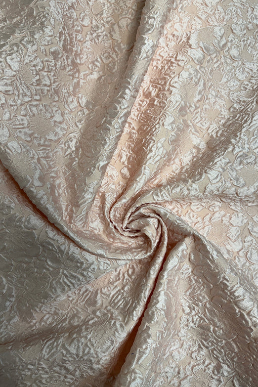 Light Pink Silk Blend Hammered Pique