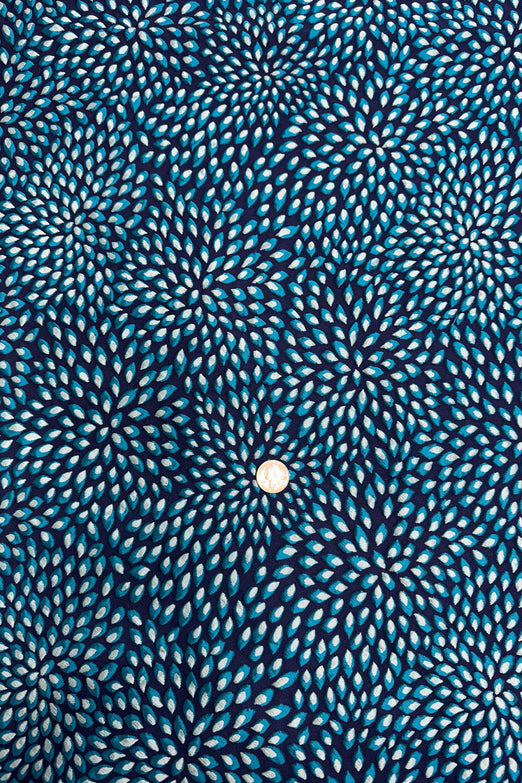 Aqua Blue Silk Blend Hammered Pique