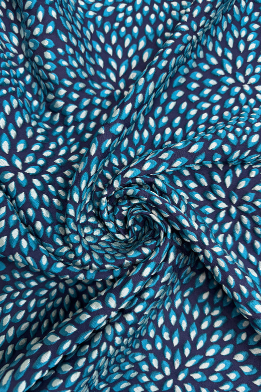 Aqua Blue Silk Blend Hammered Pique