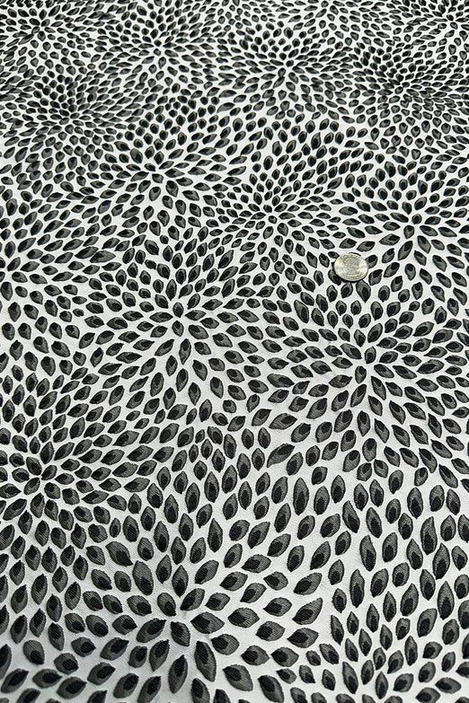 Black Silver Silk Blend Hammered Pique