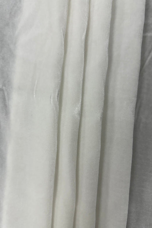 White Silk Rayon Velvet Fabric