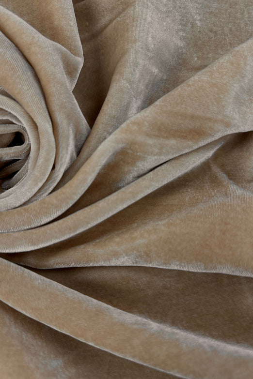Khaki Silk Rayon Velvet Fabric