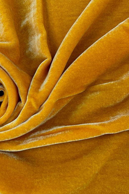 Gold Silk Rayon Velvet Fabric