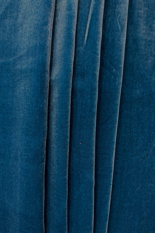 Teal Silk Rayon Velvet Fabric