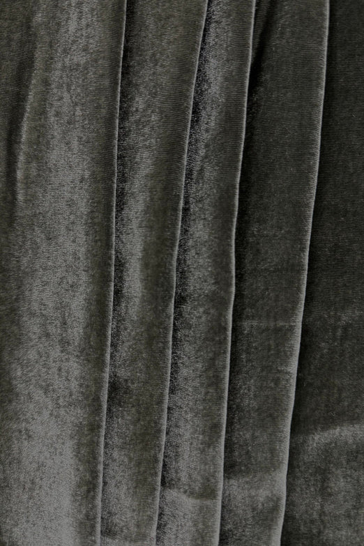 Steel Grey Silk Rayon Velvet Fabric