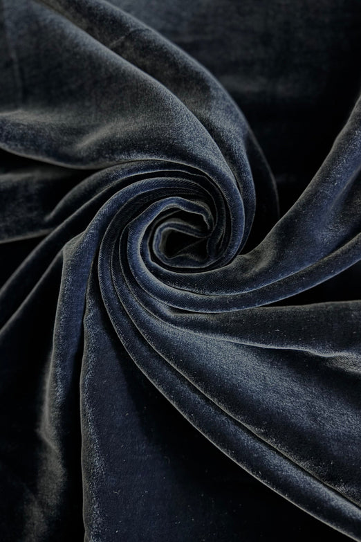 Navy Silk Rayon Velvet Fabric