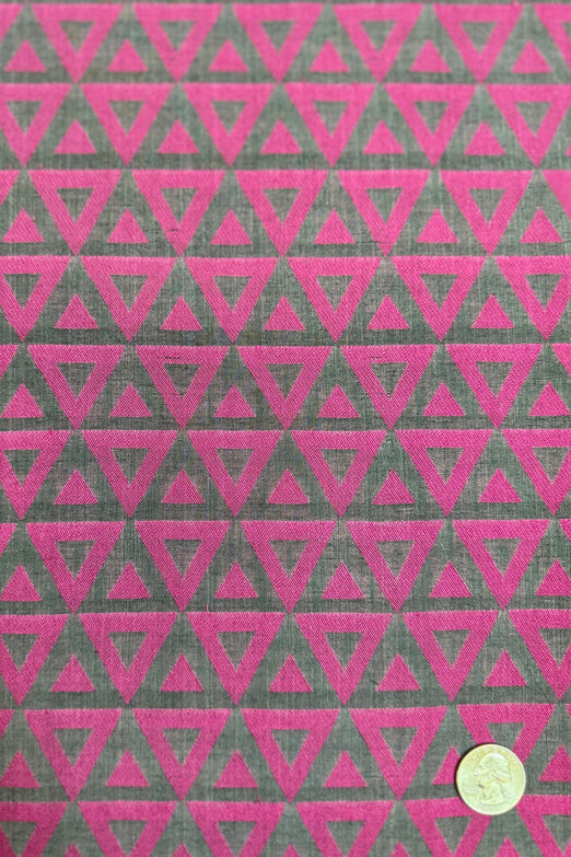 Raspberry Rose/Black Geometric Pattern Blend Novelty Fabric