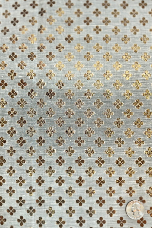 White/Gold Metallic Blend Novelty Fabric