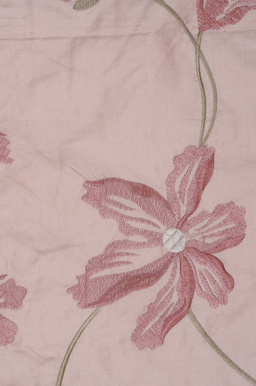 Pink Embroidered Taffeta Silk 503 Fabric