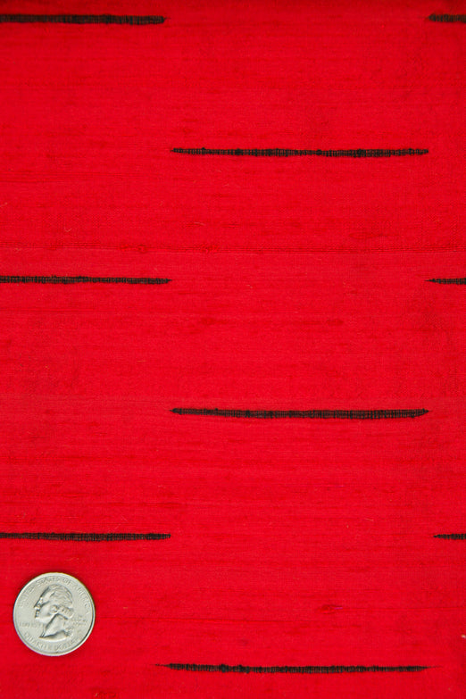 Red 129 Striped Silk Shantung