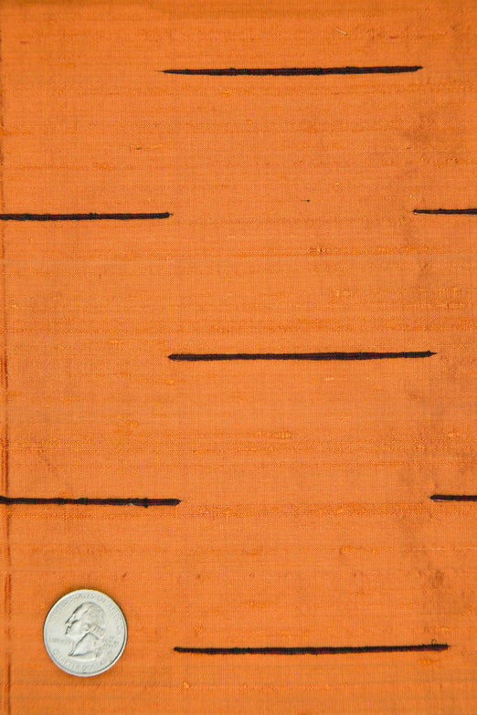 Orange 130/2 Striped Silk Shantung