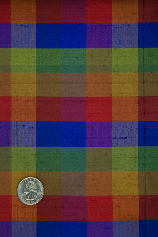 Multicolor Plaid Silk Shantung 168 Fabric