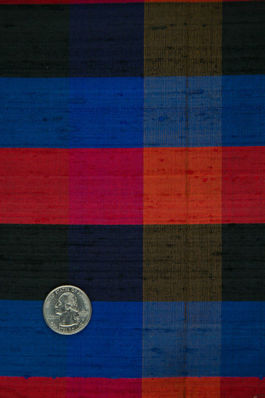 Multicolor Plaid Silk Shantung 175 Fabric