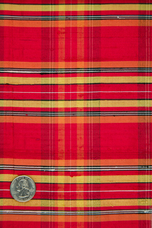 Multicolor Tartan Plaid Silk Shantung 182 Fabric