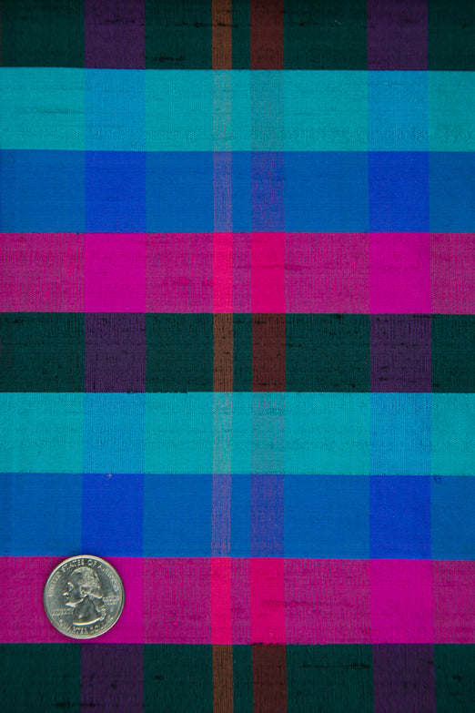 Multicolor Plaid Silk Shantung 185 Fabric