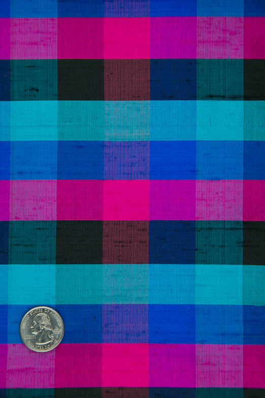 Multicolor Plaid Silk Shantung 190 Fabric