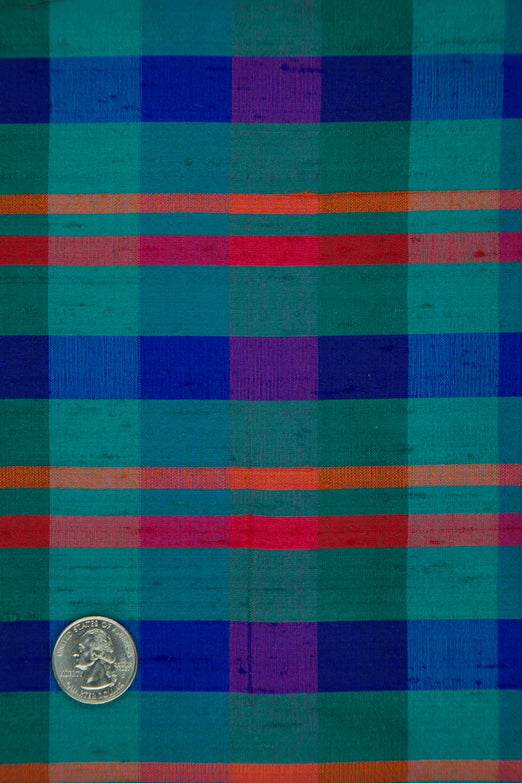 Multicolor Plaid Silk Shantung 195 Fabric