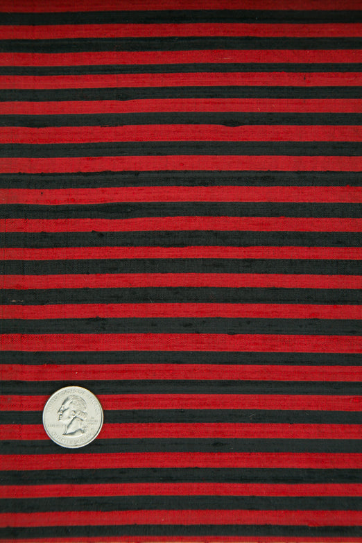 Black Red 204 Striped Silk Shantung
