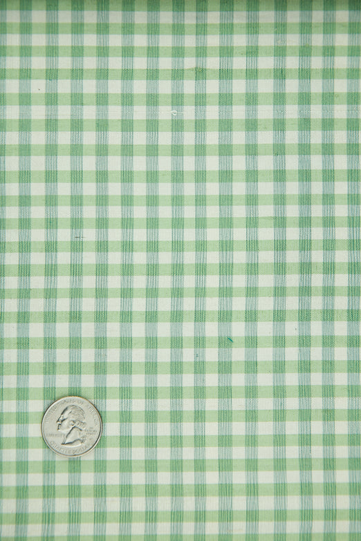 Green White 212 Plaid Silk Shantung