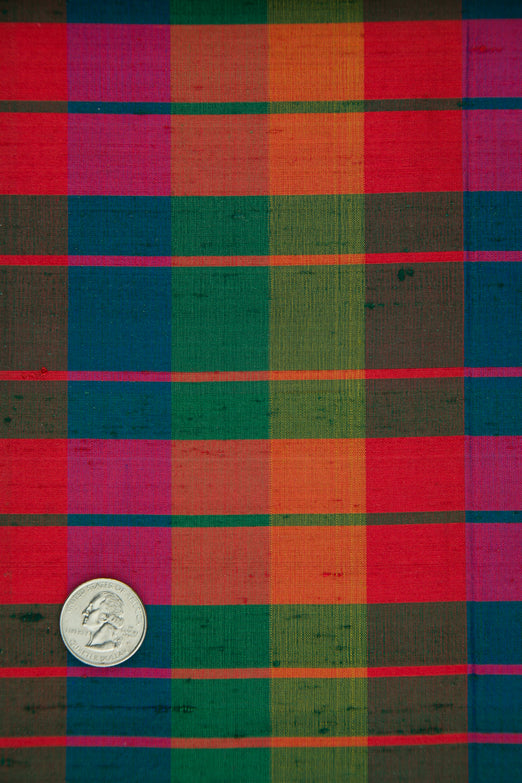 Multicolor Tartan Silk Shantung 228 Fabric