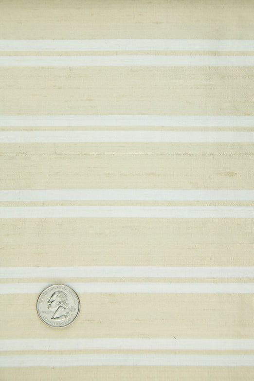 White Beige 233 Striped Silk Shantung