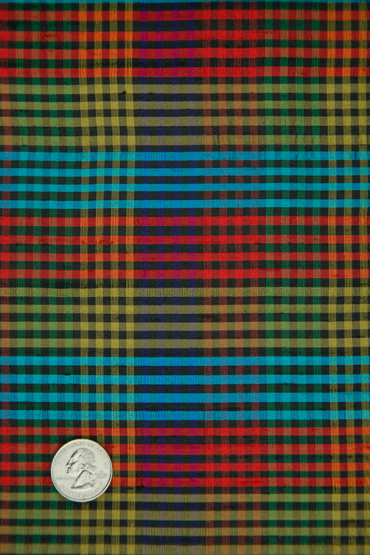 Multicolor Plaid Silk Shantung 253 Fabric