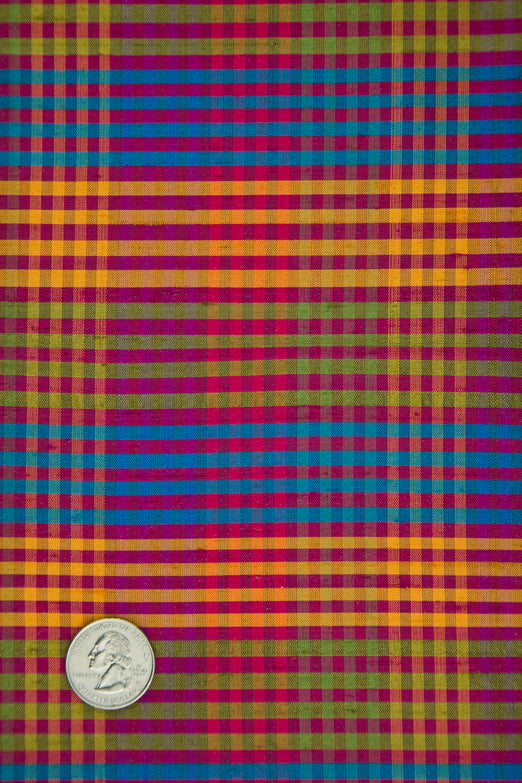 Multicolor Plaid Silk Shantung 254 Fabric