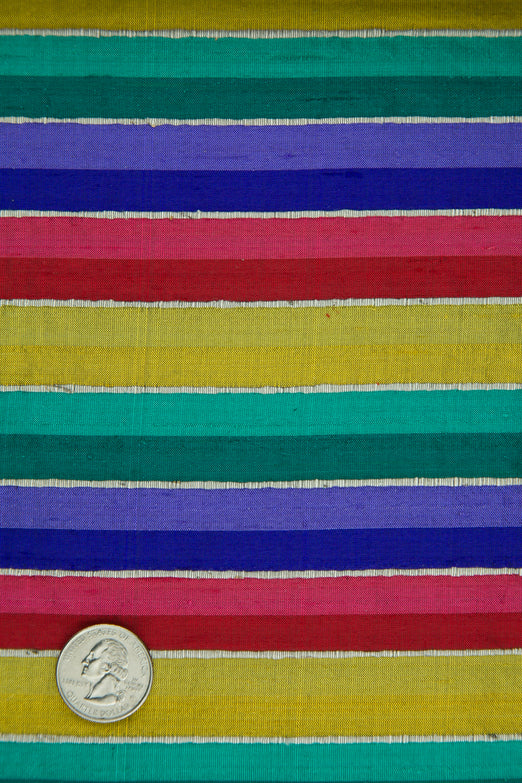 Multicolor Striped Silk Shantung 264 Fabric