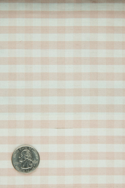 Rose Pink White Gingham Shantung 738 Fabric