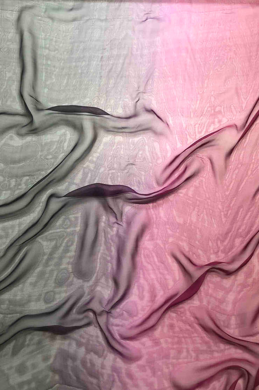 Black/Beet Red Ombre Silk Chiffon 2D-1003 Fabric