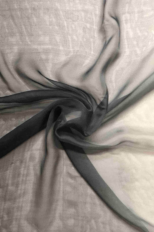 Storm Gray/Black Ombre Silk Chiffon 2D-1005 Fabric