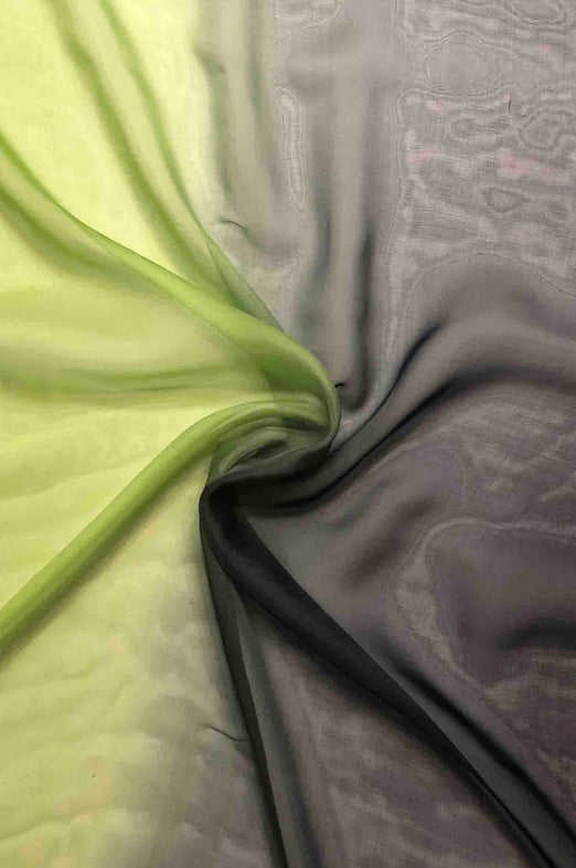 Sharp Green/Duck Green Ombre Silk Chiffon 2D-1007 Fabric
