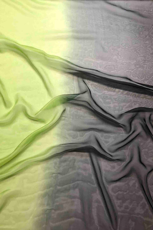 Sharp Green/Duck Green Ombre Silk Chiffon 2D-1007 Fabric