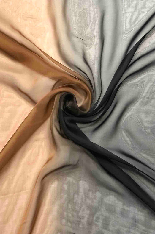 Hazel/Black Ombre Silk Chiffon 2D-1008 Fabric