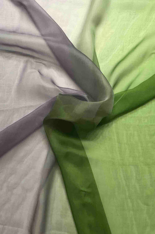 Dusk/Grass Green Ombre Silk Chiffon 2D-1013 Fabric By The Yard