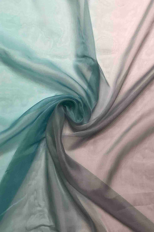 Angel Blue/Glacier Grey Ombre Silk Chiffon 2D-1014 Fabric
