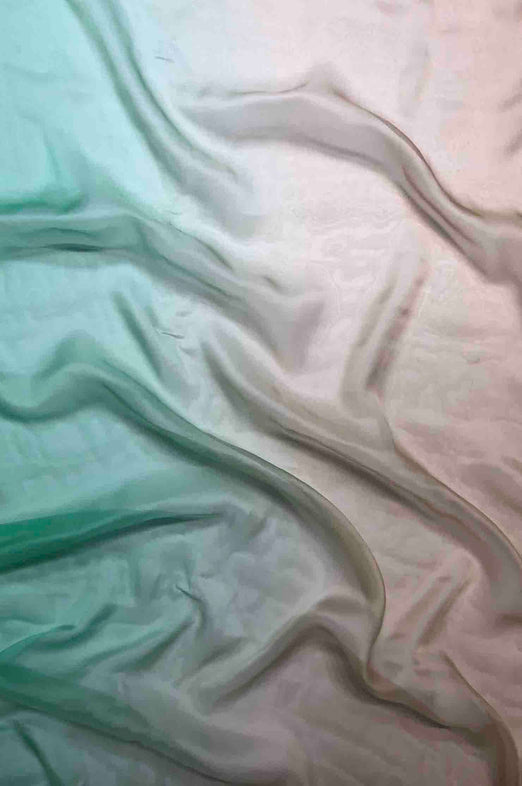 Gundrop Green/Biscotti Ombre Silk Chiffon 2D-1015 Fabric
