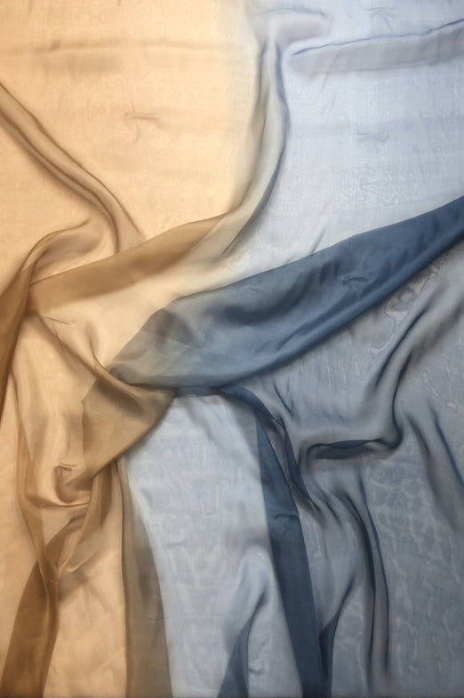 Sandstorm/Ink Blue Ombre Silk Chiffon 2D-1018/10 Fabric