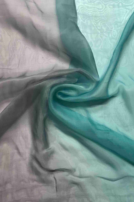 Silver Blue/Pool Blue Ombre Silk Chiffon 2D-1018/7 Fabric