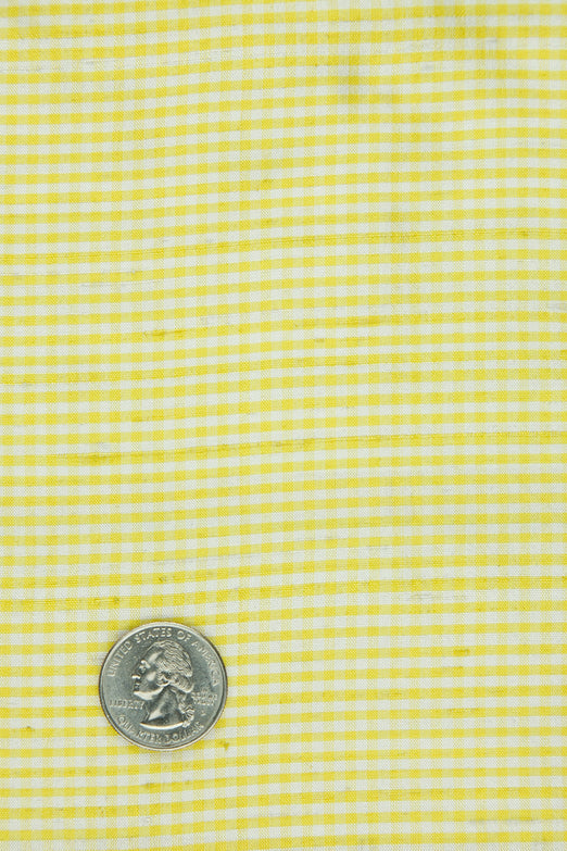 Bright Yellow Gingham Shantung 340 Fabric