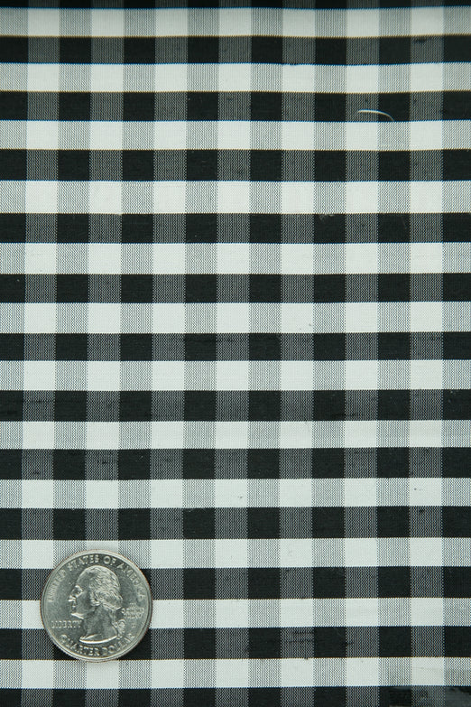 Black White Gingham Shantung 358 Fabric
