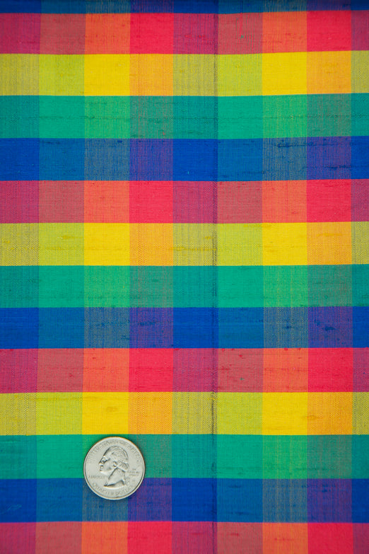 Multicolor Plaid Silk Shantung 365 Fabric