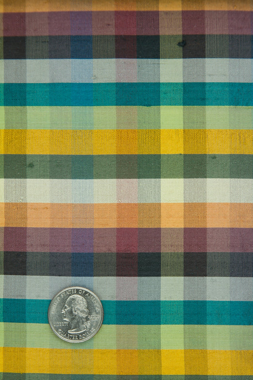 Multicolor Plaid Silk Shantung 367 Fabric